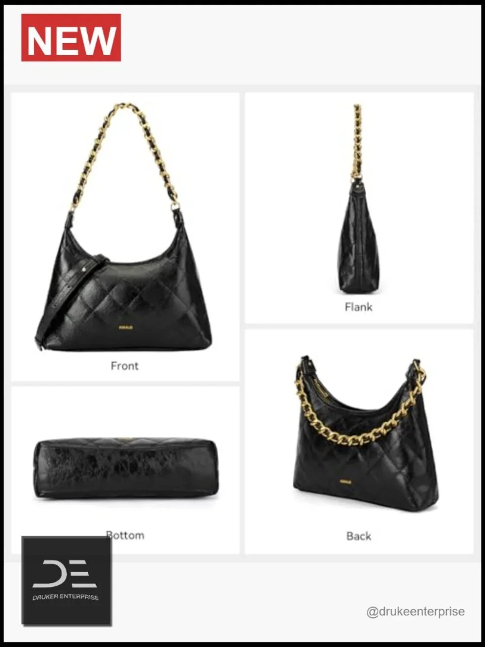 Faux Leather Vintage Hobo Crossbody Sling Bag with Gold Hardware